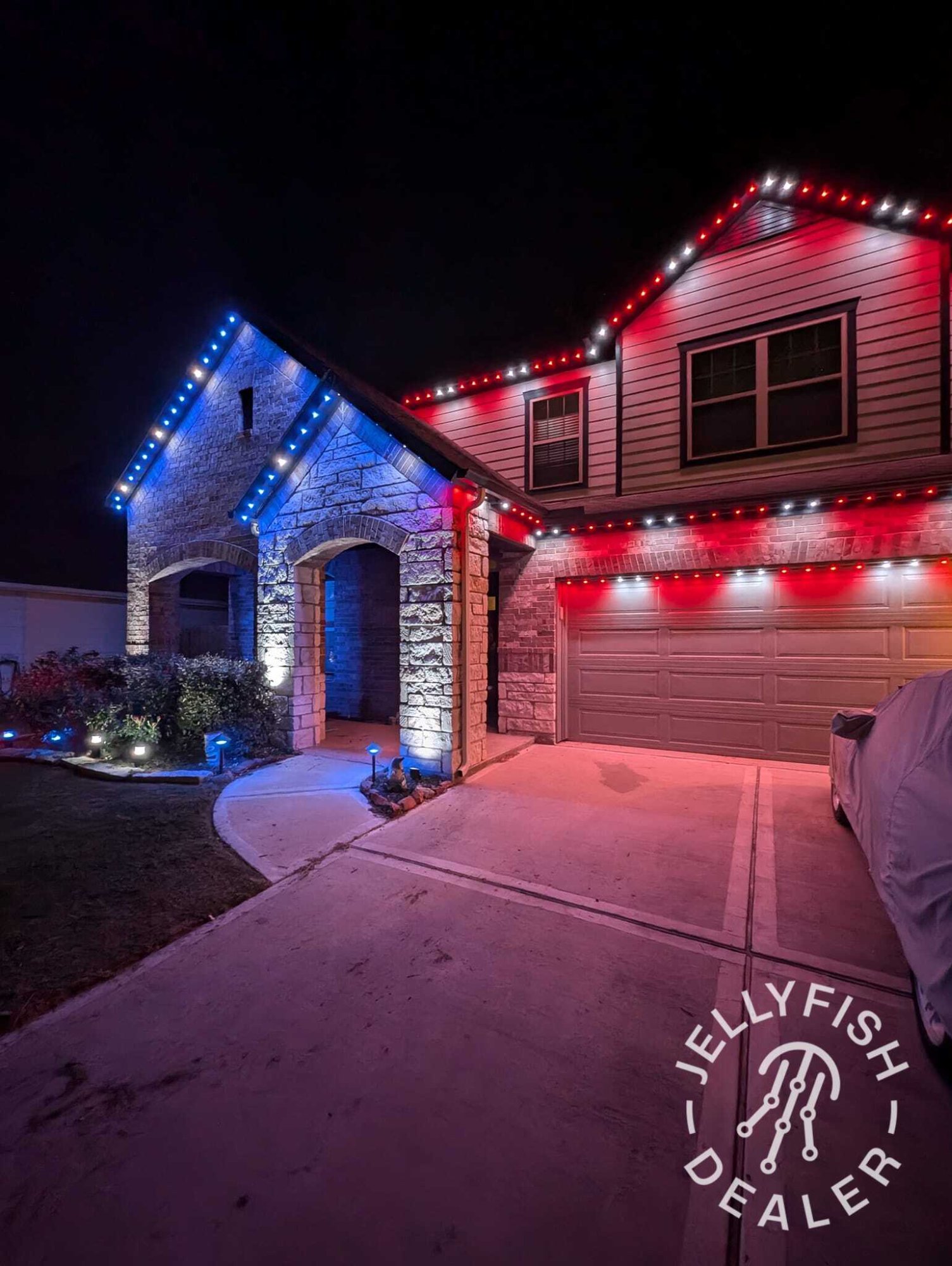 Red white and blue patriotic lighting