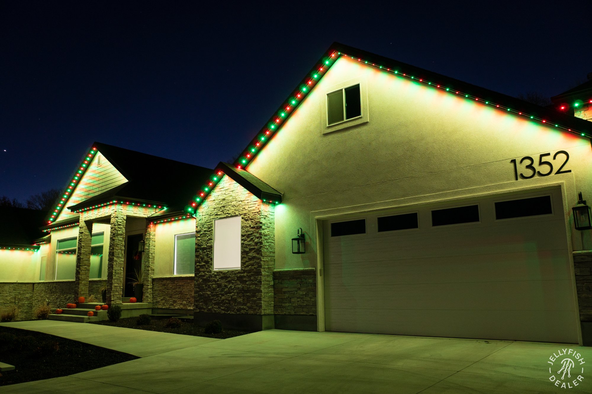 Christmas holiday lighting red and green